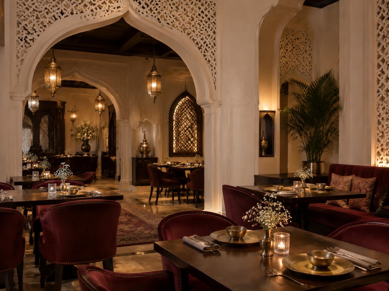 Warm and elegant Kings Bahar dining atmosphere